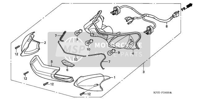 Honda SES150 2004 Luz de combinación trasera para un 2004 Honda SES150